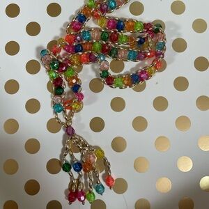 STATEMENT fringe necklace fun multi colored with gold accent
